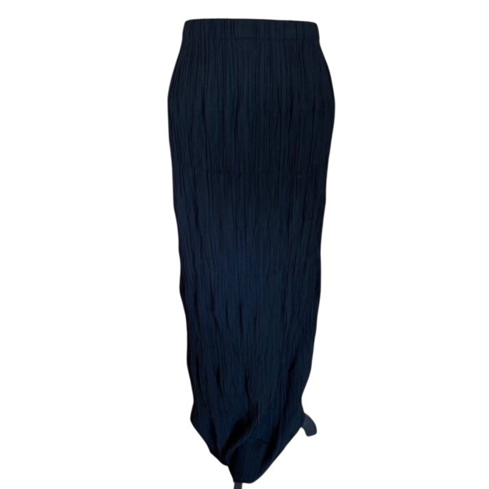 Issey Miyake Black 100% Wool Permanent Pleated Maxi Skirt L IM49-FG802 Japan VTG